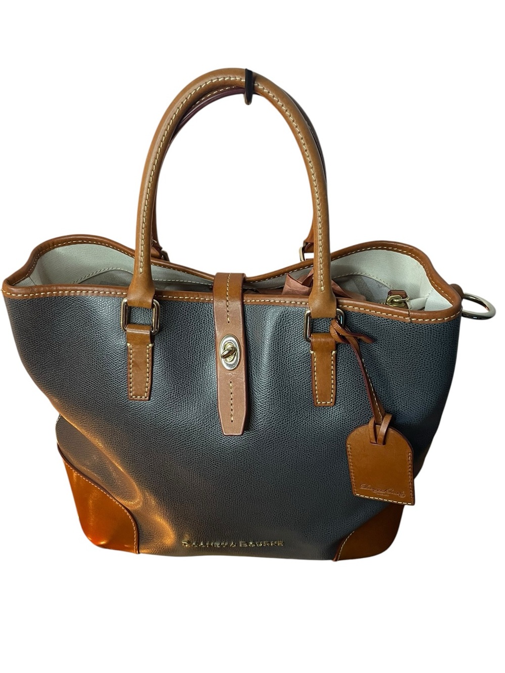 Dooney & Bourke Black and Tan Leather Trim Tote And Pouch NWOT - Picture 4 of 15